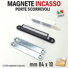 Carica l'immagine nel visualizzatore di Gallery, CALAMITA PER MOBILI MAGNETE INCASSO PER PORTE SCORREVOLI INFILARE X SOFFIETTI 84X10 BIANCO MARRONE NERO 10PZ calamite