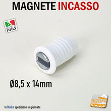 Carica l'immagine nel visualizzatore di Gallery, CALAMITA PER MOBILI MAGNETE INCASSO TONDO D9X14 BIANCO bianca b.co