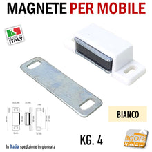 Load image into Gallery viewer, CALAMITA PER MOBILI MAGNETE APPLICARE 48X16X13 BIANCO MARRONE NERO 10PZ 0783