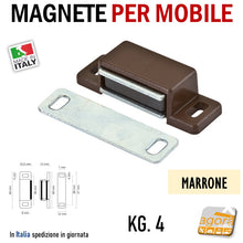Load image into Gallery viewer, CALAMITA PER MOBILI MAGNETE APPLICARE 48X16X13 BIANCO MARRONE NERO 10PZ calamite