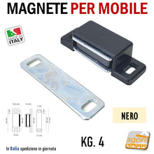Load image into Gallery viewer, CALAMITA PER MOBILI MAGNETE APPLICARE 48X16X13 BIANCO MARRONE NERO 10PZ magneti calamite fermo magnetico per ante porte antine