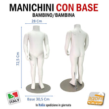 Carica l'immagine nel visualizzatore di Gallery, Busto completo Manichino bambino manichini completi con base bimbi torso bimbo bianco base rotonda
