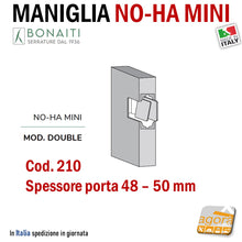 Load image into Gallery viewer, Maniglia invisibile porte senza serratura Bonaiti Double210 spessore porta 48 - 50 mm B NO HA mini nascosta incassata porte rasomuro rasoparete filomuro armadi cassetti cassettiere cabine armadio maniglie porte