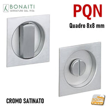 Carica l'immagine nel visualizzatore di Gallery, MANIGLIA INCASSO ROSETTA PER WC BAGNO BONAITI PER PORTA SCORREVOLE SCRIGNO QUADRATO 60x60mm FORO 48mm CROMO SATINATO MODELLO PQN.8