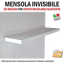 Carica l'immagine nel visualizzatore di Gallery, mensola bianca invisibile mdf ripiano casa ufficio arredamento design muro adatta per staffe regolabile su misura 140 cm