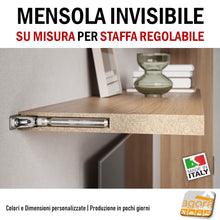 Carica l'immagine nel visualizzatore di Gallery, mensola bianca invisibile ripiano casa ufficio arredamento design muro adatta per staffe regolabile su misura 40 mm 30 mm 140 cm