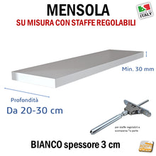 Carica l'immagine nel visualizzatore di Gallery, MENSOLA SU MISURA SPESSORE 30 MM PROFONDITA DA 20 A 30 CM PER SUPPORTI INVISIBILI REGOLABILI