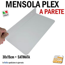 Carica l'immagine nel visualizzatore di Gallery, mensola a parete mensolina muro mensole mensoline a L negozio negozi esposizione borse scarpe accessori plex satinata cm 30x15 plexi satinato acidato traslucido