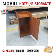 Carica l'immagine nel visualizzatore di Gallery, mobili su misura per ristorante ristorazione hotel alberghi ristoranti sala buffet bar albergo per riporre stovliglie piatti bicchieri con anta senza maniglia design moderno retrò