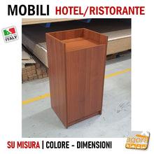 Carica l'immagine nel visualizzatore di Gallery, mobili su misura per ristorante ristorazione hotel alberghi ristoranti sala buffet bar albergo per riporre stovliglie piatti bicchieri con anta senza maniglia design moderno retrò color legno bianco nero grigio robusto