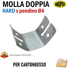 Carica l'immagine nel visualizzatore di Gallery, MOLLA DOPPIA PER REGOLAZIONE
PENDINI FORO Ø4mm CONTROSOFFITTI CARTONGESSO CARTONGESSI PENDINAGGI PENDINO D4 Molletta sospensioni