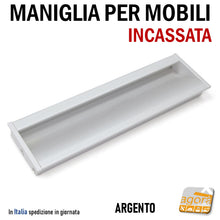 Load image into Gallery viewer, Maniglie per mobile maniglia per mobili cassettiere cassetto incasso da incassare in alluminio incasssata argento opaco 190mm cm 19 design qualità EMUCA Alfafar scasso 12mm