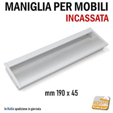 Load image into Gallery viewer, Maniglia per mobile mobili cassettiere cassetto incasso da incassare in alluminio argento opaco 190mm cm 19 design bella e robusta