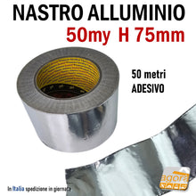 Load image into Gallery viewer, Nastro Alluminio Adesivo 3M H75mm 50my Rotolo 50mt Professionale 7cm 75 mm 50 metri per isolare impiantistica