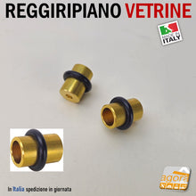 Carica l'immagine nel visualizzatore di Gallery, REGGIRIPIANO (PERNO) PER VETRINE E RIPIANI CON GOMMA DIAM.12X18 REGGIVETRO O-ring OTTONE reggi vetri in gomma per mobili