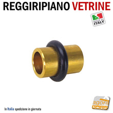 Carica l'immagine nel visualizzatore di Gallery, REGGIRIPIANO (PERNO) PER VETRINE E RIPIANI CON GOMMA DIAMETRO D12mm X18 REGGIVETRO O-ring OTTONE