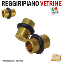 Carica l'immagine nel visualizzatore di Gallery, REGGIRIPIANO (PERNO) PER VETRINE E RIPIANI CON GOMMA DIAM.12X18 REGGIVETRO O-ring OTTONE