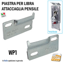 Load image into Gallery viewer, Piastra reggipensile WP1 vista frontale con dettagli di design per reggipensili pensili Ferramenta Livenza LIBRA H1 staffa staffe fissaggio a muro parete supporti piastre
