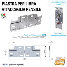 Load image into Gallery viewer, Dettaglio tecnico piastra reggipensile WP5 compatibile sistema attaccaglie Libra per mobili pensili