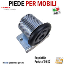 Carica l'immagine nel visualizzatore di Gallery, Piedino livellatore laterale per mobili fissaggio alla spalla 300 Camar - Escursione 20mm Portata 150kg piedi per armadi spalla mobile da avvitare impronta larga 8022543018658