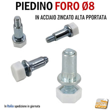 Carica l'immagine nel visualizzatore di Gallery, PIEDINO LIVELLATORE PIEDE REGOLABILE PER MOBILI PIEDI ARREDAMENTO FORO 8 MM PIEDE ACCIAIO ZINCATO 50pz PIEDINI INCASSO CON BUSSOLA PER MOBILE PIATTELLO ESAGONALE BIANCO PIEDI PER ARMADI