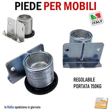 Carica l'immagine nel visualizzatore di Gallery, Piedino livellatore laterale per mobili fissaggio alla spalla 300 Camar - Escursione 20mm Portata 150kg piedi per armadi spalla mobile da avvitare impronta larga 8022543018658