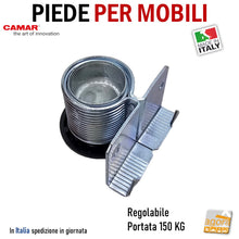 Carica l'immagine nel visualizzatore di Gallery, Piedino livellatore laterale per mobili fissaggio alla spalla 300 Camar - Escursione 20mm Portata 150kg piedi per armadi spalla mobile da avvitare impronta larga 8022543018658 professionale falegnameria