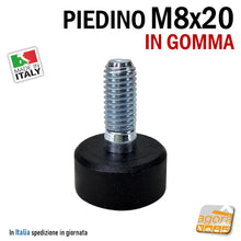Carica l'immagine nel visualizzatore di Gallery, PIEDINO FILETTATO M8x20MM IN GOMMA D23X12 PIEDE LIVELLATORE PIEDI REGOLABILI PIEDI PIEDINI PER REGOLAZIONE CON FILETTO METRICO MA8mm professionale