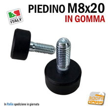 Carica l'immagine nel visualizzatore di Gallery, piedino di regolazione M8 - PIEDINO FILETTATO M8x20MM IN GOMMA D23X12 PIEDE LIVELLATORE PIEDI REGOLABILI PIEDI PIEDINI PER REGOLAZIONE CON FILETTO METRICO MA8mm professionale 100 pezzi