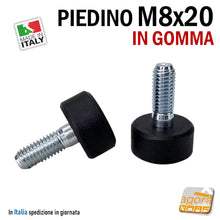 Carica l'immagine nel visualizzatore di Gallery, piedino di regolazione M8 - PIEDINO FILETTATO M8x20MM IN GOMMA D23X12 PIEDE LIVELLATORE PIEDI REGOLABILI PIEDI PIEDINI PER REGOLAZIONE CON FILETTO METRICO MA8mm professionale