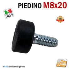 Carica l'immagine nel visualizzatore di Gallery, piedino di regolazione M8 - PIEDINO FILETTATO M8x20MM IN GOMMA D23X12 PIEDE LIVELLATORE PIEDI REGOLABILI PIEDI PIEDINI PER REGOLAZIONE CON FILETTO METRICO MA 8 mm professionale zincato cromato