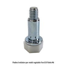 Carica l'immagine nel visualizzatore di Gallery, PIEDINO LIVELLATORE PIEDE REGOLABILE PER MOBILI PIEDI ARREDAMENTO FORO 8 MM PIEDE ZINCATO CON PIATTELLO BIANCO 50pz PIEDINI INCASSO CON BUSSOLA PER MOBILE INVISIBILE ALTA PORTATA