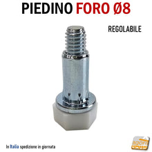 Carica l'immagine nel visualizzatore di Gallery, PIEDINO LIVELLATORE REGOLABILE PER MOBILI PIEDI FORO 8MM PIEDE ZINCATO CON PIATTELLO BIANCO 50pz