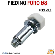 Carica l'immagine nel visualizzatore di Gallery, PIEDINO LIVELLATORE PIEDE REGOLABILE PER MOBILI PIEDI ARREDAMENTO FORO 8 MM PIEDE ACCIAIO ZINCATO 50pz PIEDINI INCASSO CON BUSSOLA PER MOBILE PIATTELLO ESAGONALE BIANCO