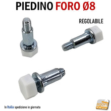 Carica l'immagine nel visualizzatore di Gallery, PIEDINO LIVELLATORE PIEDE REGOLABILE PER MOBILI PIEDI ARREDAMENTO FORO 8 MM PIEDE ZINCATO CON PIATTELLO BIANCO 50pz PIEDINI INCASSO CON BUSSOLA PER MOBILE FILETTO METRICO M6