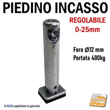 Carica l'immagine nel visualizzatore di Gallery, PIEDE LIVELLATORE REGOLABILE PER MOBILI REKORD TECH FORO D12 INCASSO SU SPALLA ARMADIO