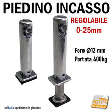 Carica l'immagine nel visualizzatore di Gallery, PIEDE LIVELLATORE REGOLABILE PER MOBILI REKORD TECH FORO D12 INCASSO SU SPALLA ARMADIO