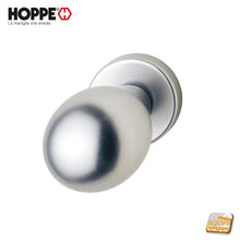 Carica l'immagine nel visualizzatore di Gallery, POMOLO MANIGLIA PORTA HOPPE ALLUMINIO ARGENTO F1 D 60L/42K FISSO FILETTATO KIT ROSETTA 8011812815074