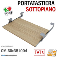 Carica l'immagine nel visualizzatore di Gallery, porta tastiera supporto per tastiere pc notebook sottopiano sotto scrivania rovere legno venato chiaro marrone professionale portatastiera montaggio facile
