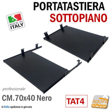 Carica l'immagine nel visualizzatore di Gallery, porta tastiera nero con guide mdf regolabile 70 cm 40 cm appoggio ufficio casa scrivania tastiera PC ripiani