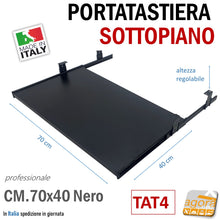 Carica l'immagine nel visualizzatore di Gallery, porta tastiera nero con guide mdf regolabile 70 cm 40 cm appoggio ufficio casa scrivania tastiera PC mouse ripiani