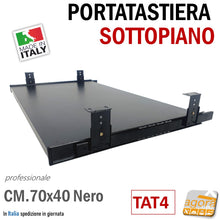 Carica l'immagine nel visualizzatore di Gallery, porta tastiera nero con guide mdf regolabile 70 cm 40 cm appoggio ufficio casa scrivania tastiera PC mouse ripiani fissaggio