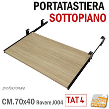 Carica l'immagine nel visualizzatore di Gallery, PORTASTIERA PER COMPUTER A ESTRAZIONE TOTALE ALTEZZA REGOLABILE FISSAGGIO SOTTOPIANO LARGA PROFONDA PROFESSIONALE LEGNO ROVERE NATURALE VENATO ROBUSTA sotto piano porta tastiera alta qualità