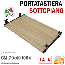 Carica l'immagine nel visualizzatore di Gallery, PORTASTIERA PER COMPUTER A ESTRAZIONE TOTALE ALTEZZA REGOLABILE FISSAGGIO SOTTOPIANO LARGA PROFONDA PROFESSIONALE LEGNO ROVERE NATURALE VENATO ROBUSTA