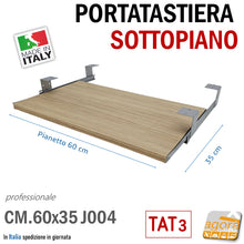 Carica l'immagine nel visualizzatore di Gallery, porta tastiera supporto per tastiere pc notebook sottopiano sotto scrivania rovere legno venato chiaro marrone professionale portatastiera