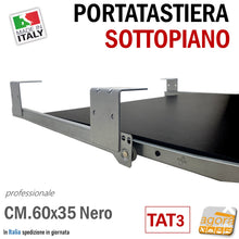 Carica l'immagine nel visualizzatore di Gallery, portatastiera per tastiera computer pc sottopiano sotto scrivania piano aggiuntivo estrazione totale robusto in pannello nero montaggio facile per negozio bar azienda ufficio magazzino