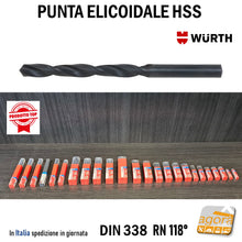 Carica l'immagine nel visualizzatore di Gallery, Punta elicoidale Wurth a forare per metallo HSS DIN338 MM 1,0-13,0