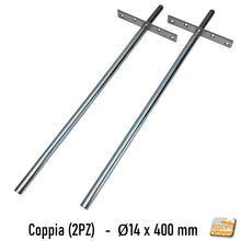 Carica l'immagine nel visualizzatore di Gallery, REGGIMENSOLE LUNGHE REGGIMENSOLA A SCOMPARSA PER RIPIANI INVISIBILI PROFONDI LUNGHEZZA 40CM 400MM FORO DIAMETRO 14MM ZINCATA CON PIASTRA SMONTABILE E PERNO A PARETE