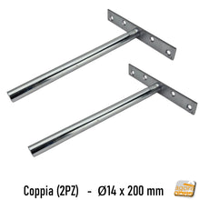 Carica l'immagine nel visualizzatore di Gallery, REGGIMENSOLA A SCOMPARSA REGGIRIPIANO INVISIBILE STAFFA SUPPORTO RIPIANI DIAMETRO 14MM T 2 pezzi lunghezza 20cm 200mm smontabile