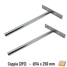 Carica l'immagine nel visualizzatore di Gallery, REGGIMENSOLA A SCOMPARSA REGGIRIPIANO INVISIBILE STAFFA SUPPORTO RIPIANI DIAMETRO 14MM T 2 pezzi lunghezza 25cm 250mm smontabile